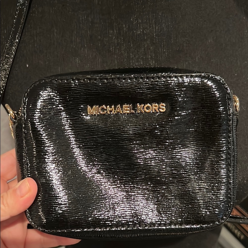 Michael Kors Black Patent Leather Crossbody Bag